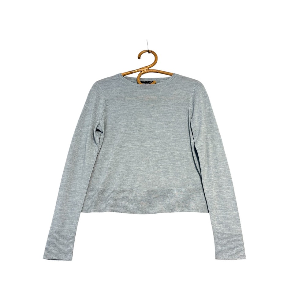 Eileen Fisher | Light Blue Grey Lightweight Merino Wool Sweater Size XS